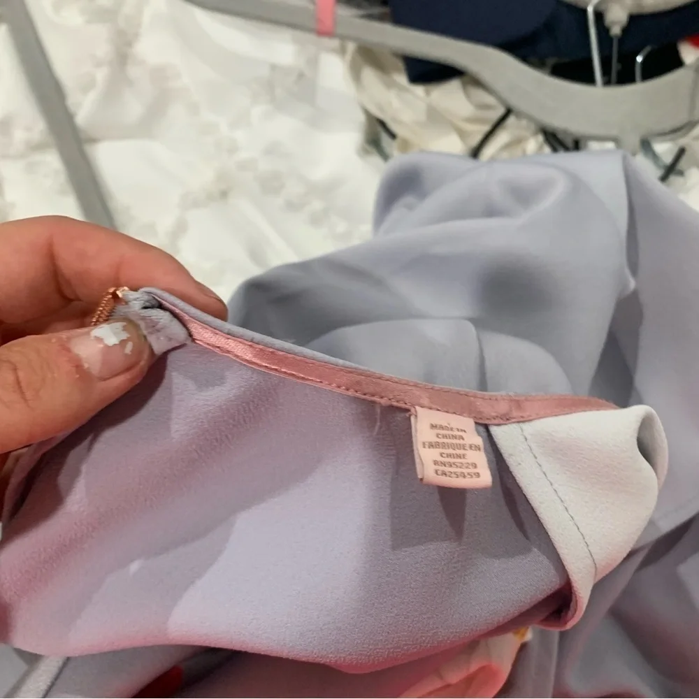 ✅ Ted Baker Dress Sayda Cascading Sleeve Shift Mini in Iguazu Silver